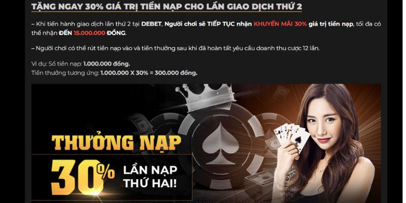 Khuyến mãi Debet giá trị thẻ nạp siêu hấp dẫn